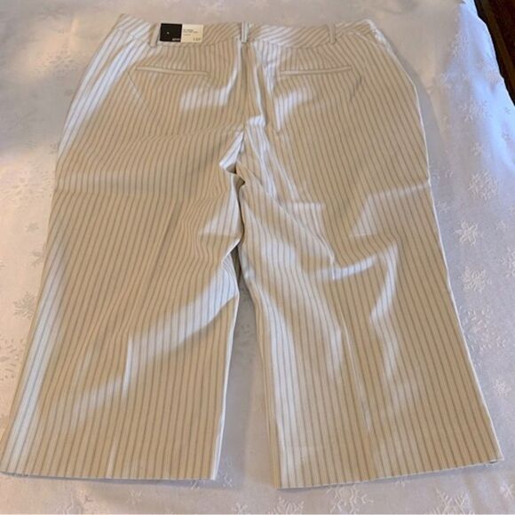 Ann Taylor Loft Career Cropped Pants Petite Taupe? or Beige? & White Sz 14P NWT - Picture 5 of 7